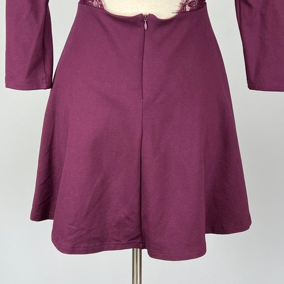 Lulus Felicity Backless Lace Skater Dress Plum Purple size Large - Picture 12 of 16